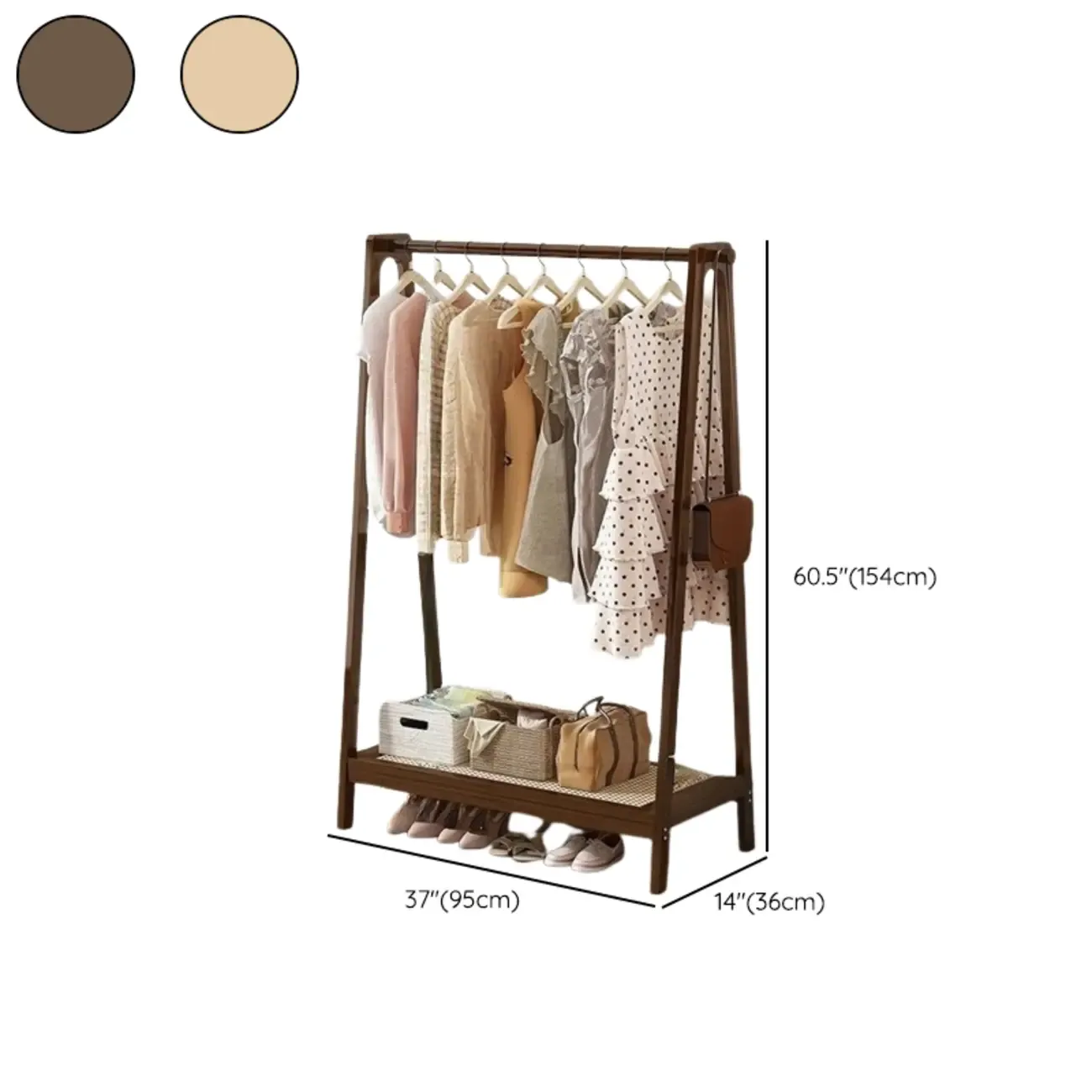 Modern Bamboo Coat Rack with Storage & Shelf Image - 31