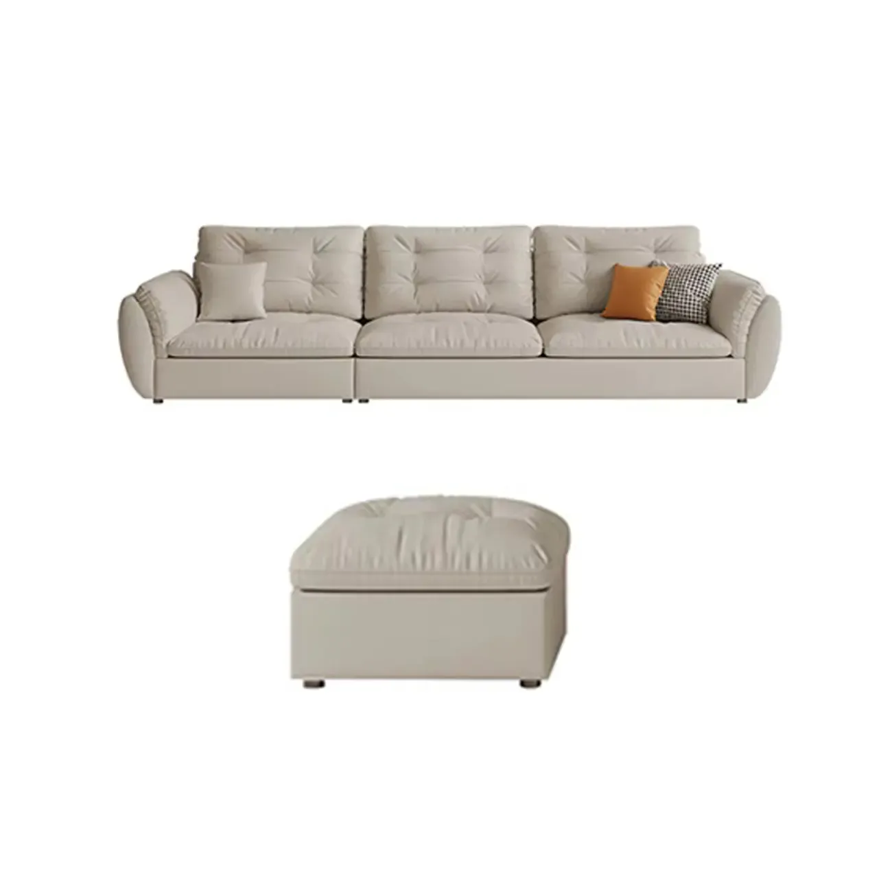 86.5" Upholstered Nappa Loveseat 3 Seater Sofa Image - 17