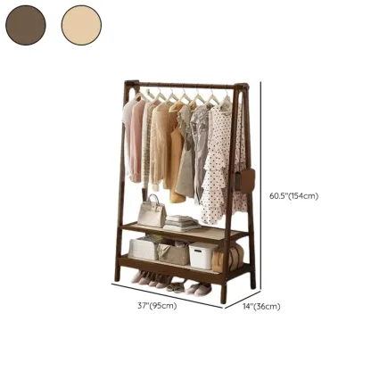 Modern Bamboo Coat Rack with Storage & Shelf Image - 32