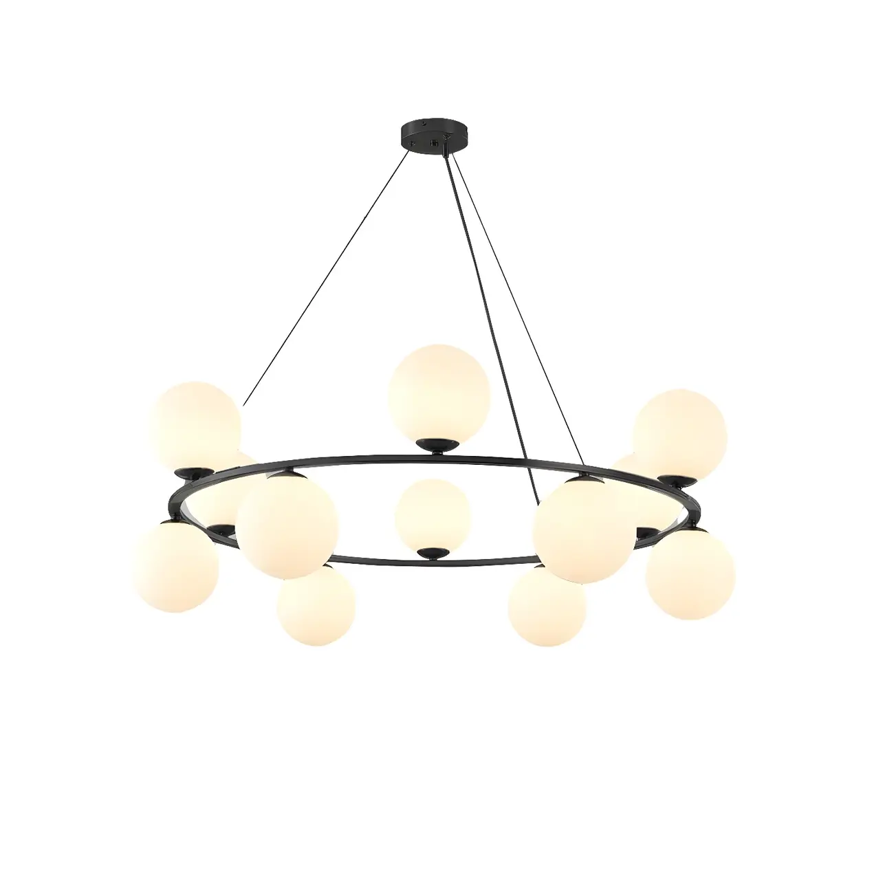 Adjustable 2 Tiers Glass Globe Chandelier for Living Room Image - 9 | homeyfad