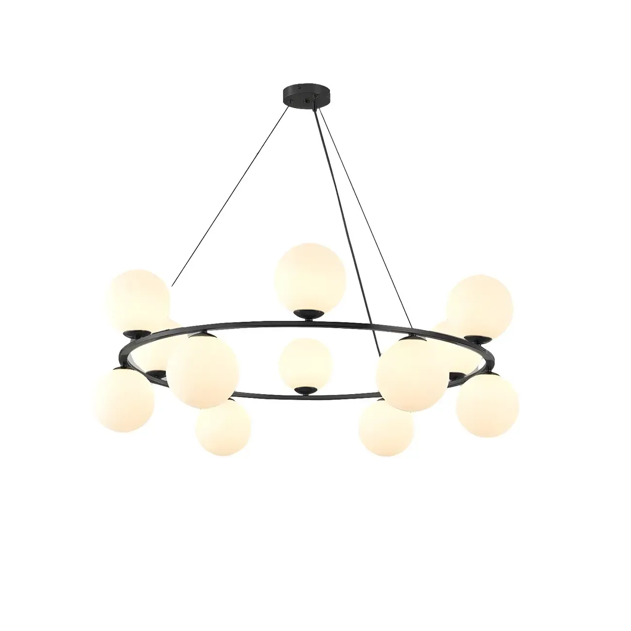 Adjustable 2 Tiers Glass Globe Chandelier for Living Room Image - 9