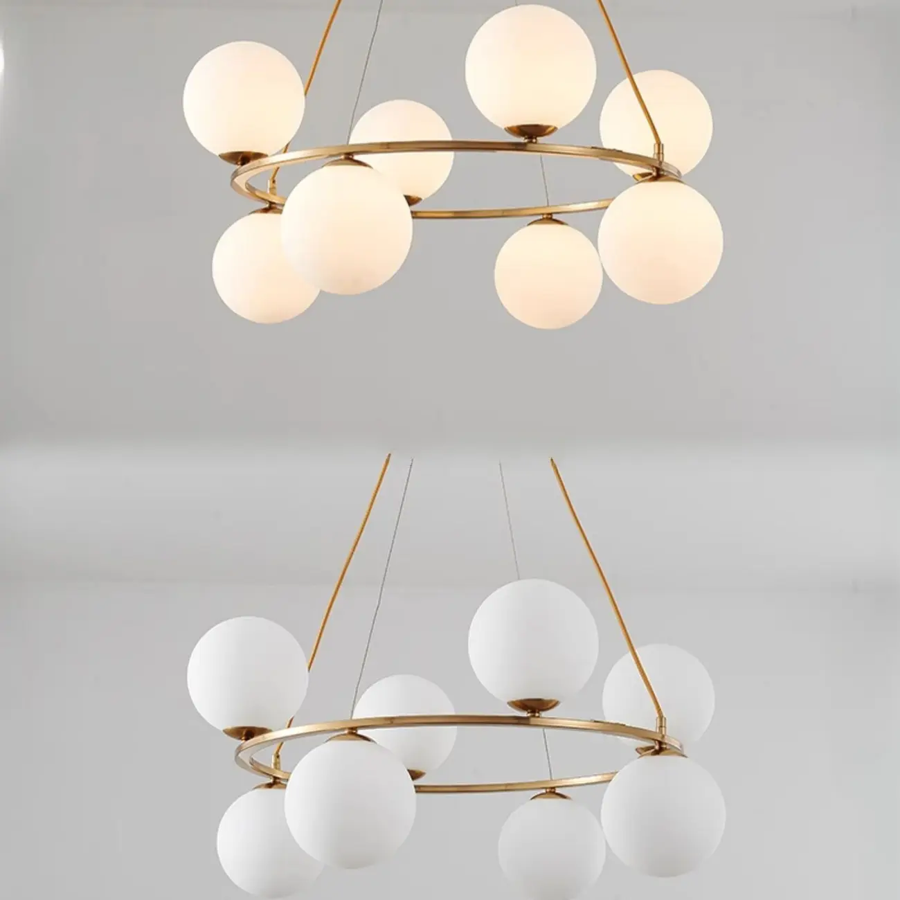 Adjustable 2 Tiers Glass Globe Chandelier for Living Room Image - 10 | homeyfad