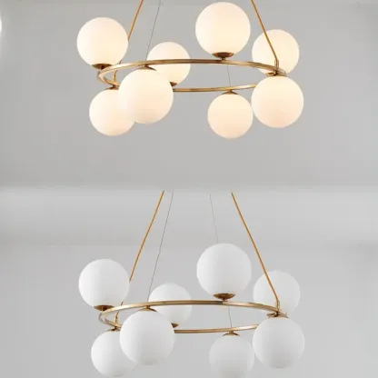 Adjustable 2 Tiers Glass Globe Chandelier for Living Room Image - 10