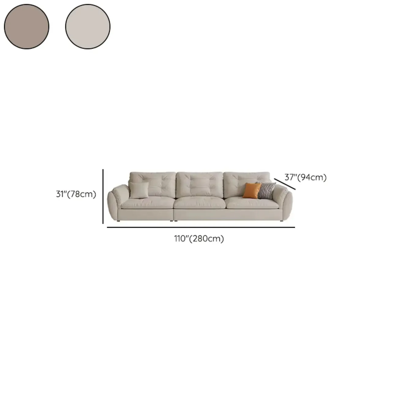 86.5" Upholstered Nappa Loveseat 3 Seater Sofa #size