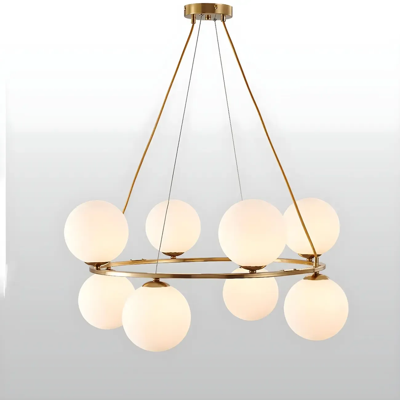 Adjustable 2 Tiers Glass Globe Chandelier for Living Room Image - 11