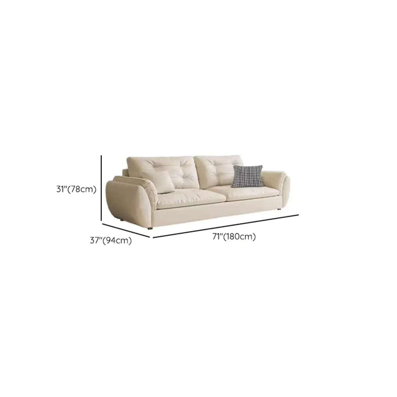 86.5" Upholstered Nappa Loveseat 3 Seater Sofa Image - 23