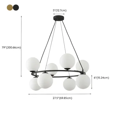 Adjustable 2 Tiers Glass Globe Chandelier for Living Room #size