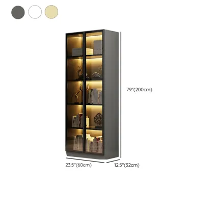 Modern Display Rack Bookshelf with Glass Doors and LED Lighting Image - 20