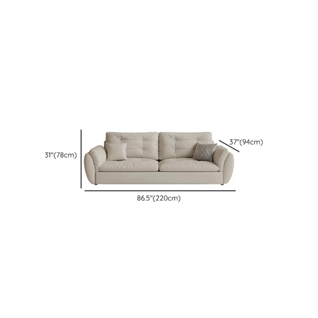 86.5" Upholstered Nappa Loveseat 3 Seater Sofa  Image - 24 | homeyfad