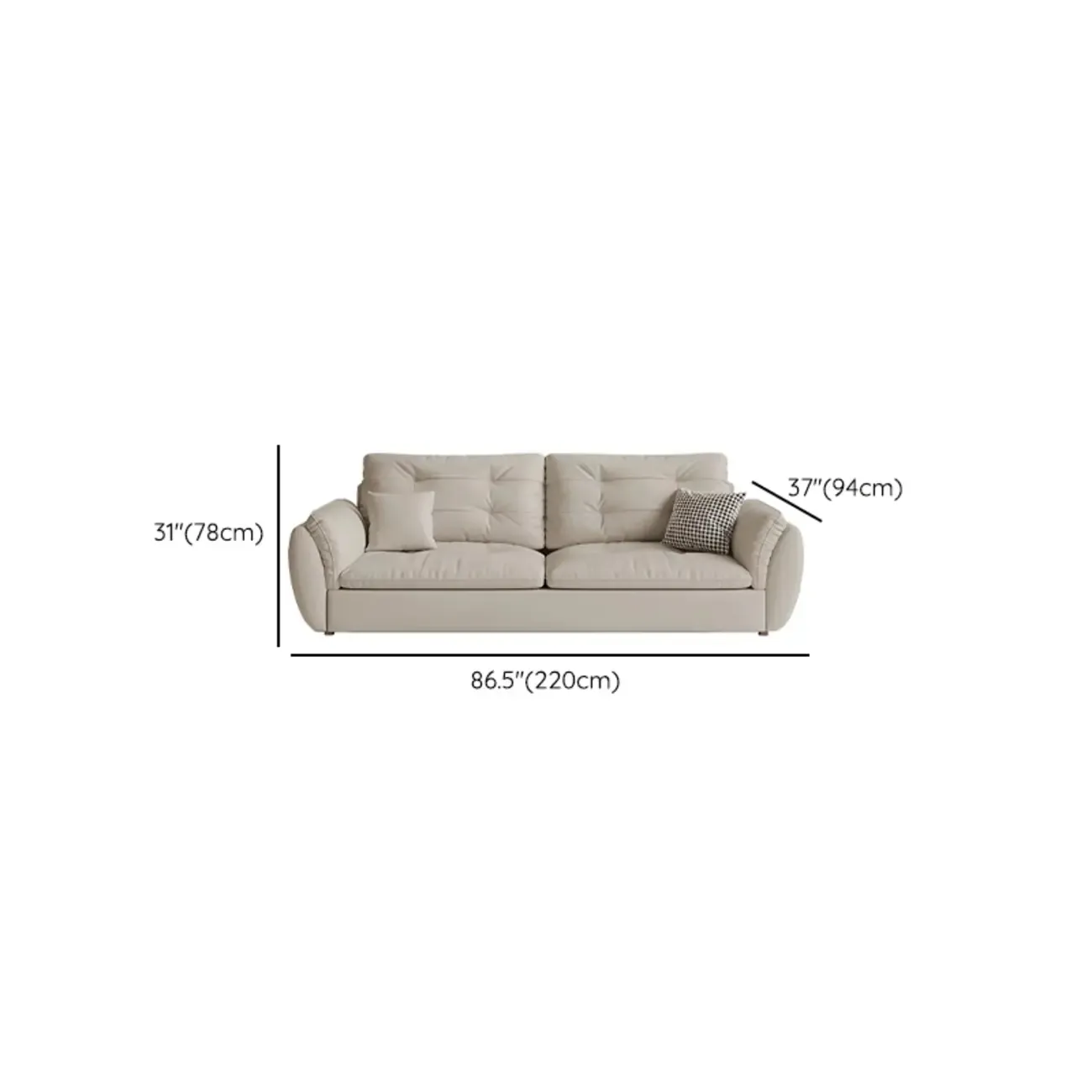 86.5" Upholstered Nappa Loveseat 3 Seater Sofa Image - 24