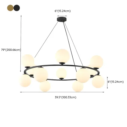 Adjustable 2 Tiers Glass Globe Chandelier for Living Room Image - 15