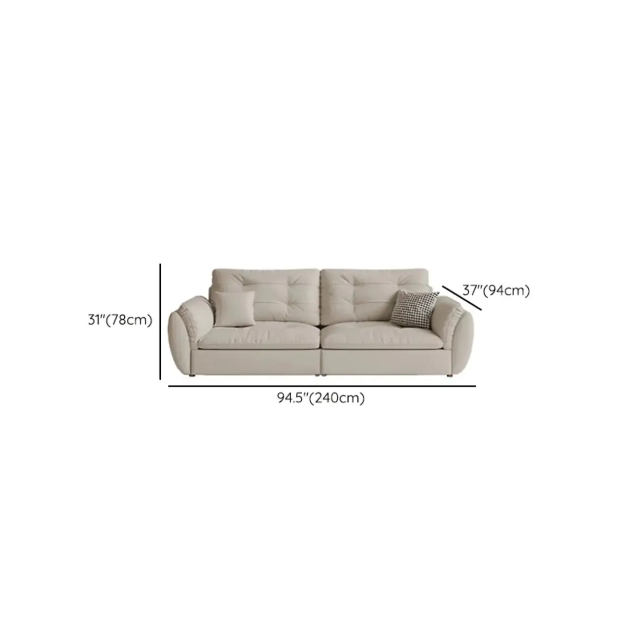 86.5" Upholstered Nappa Loveseat 3 Seater Sofa  Image - 25