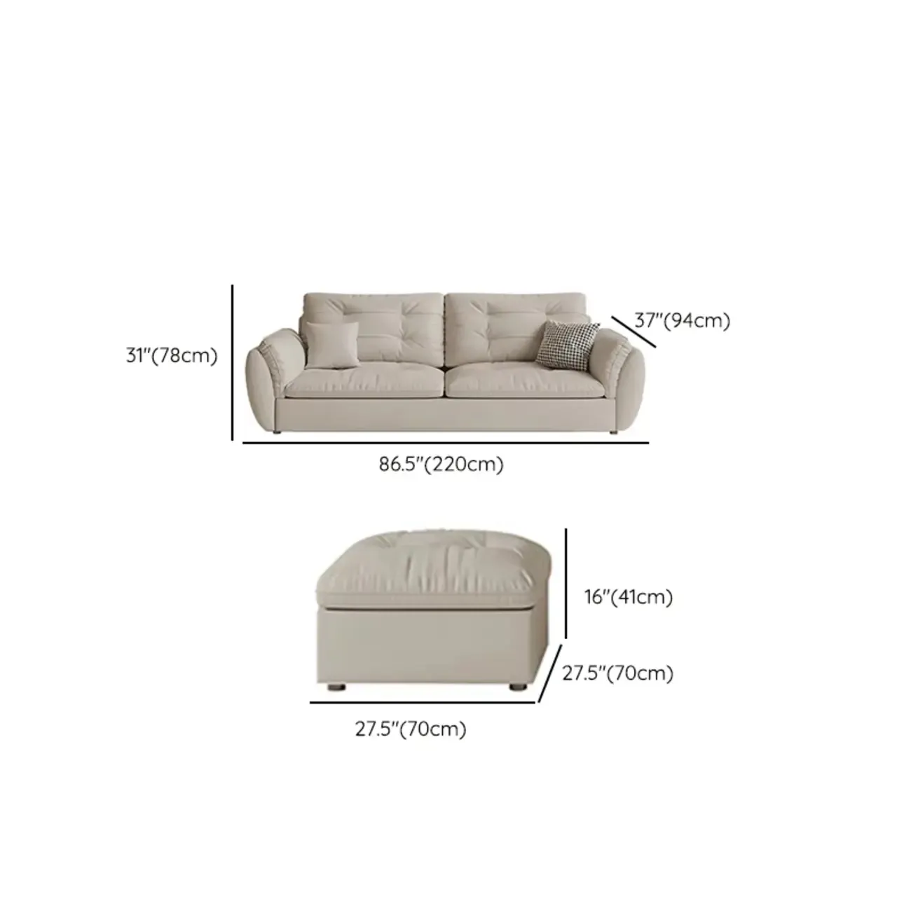 86.5" Upholstered Nappa Loveseat 3 Seater Sofa Image - 26