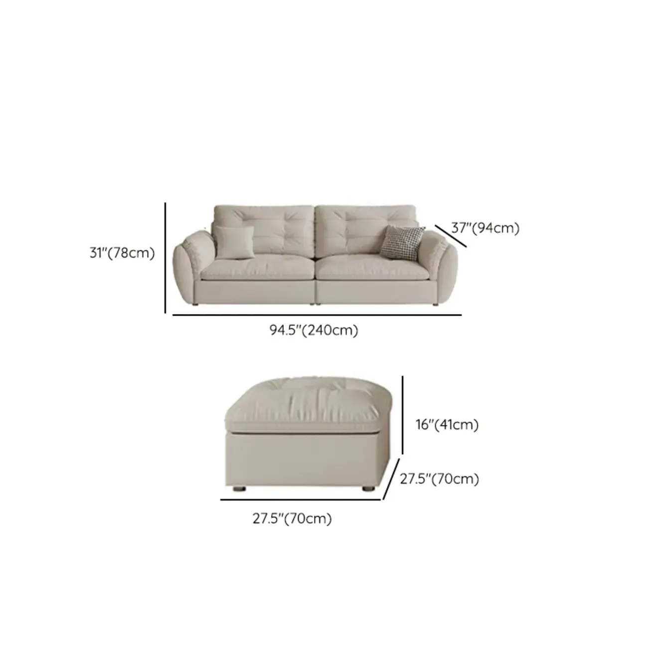 86.5" Upholstered Nappa Loveseat 3 Seater Sofa Image - 27
