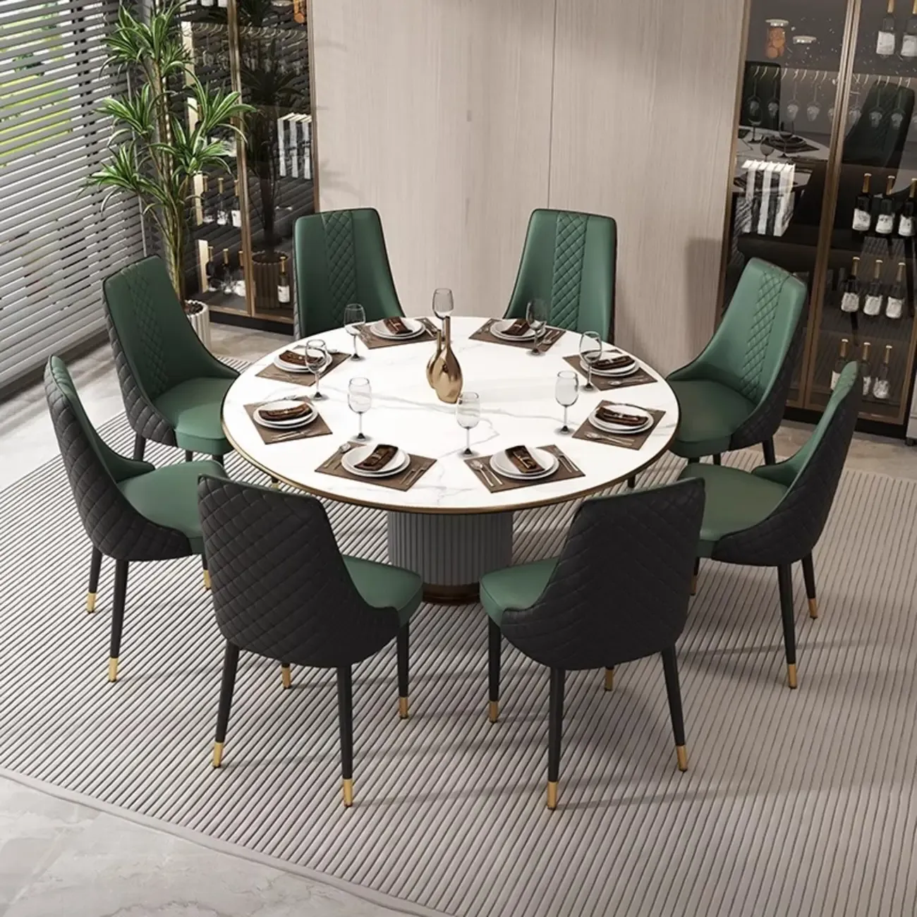 Faux Leather Dining Chair with High Back Sloped Arm Image - 3