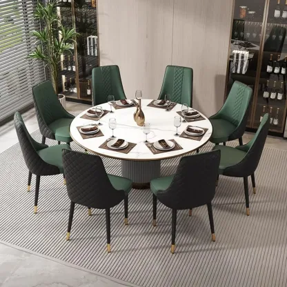 Faux Leather Dining Chair with High Back Sloped Arm Image - 3