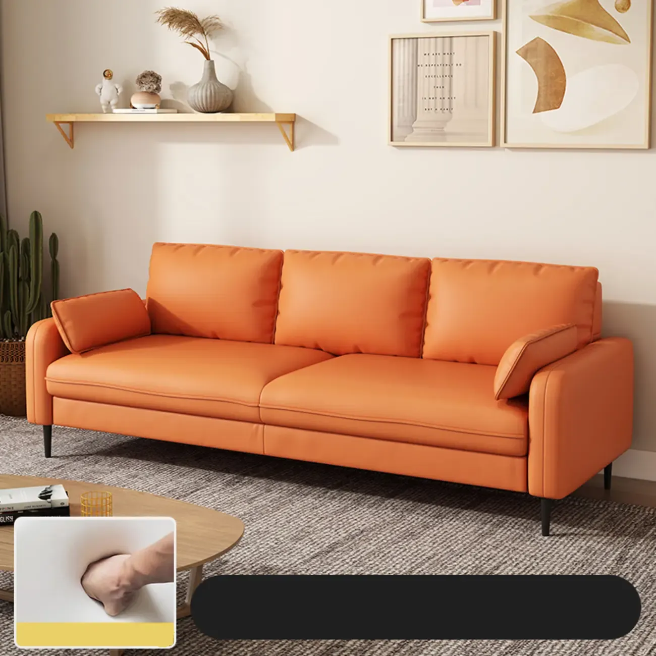 79" Modern Upholstered Sofa 3 Seater Comfy Cloud Couch with Pillows Image - 3