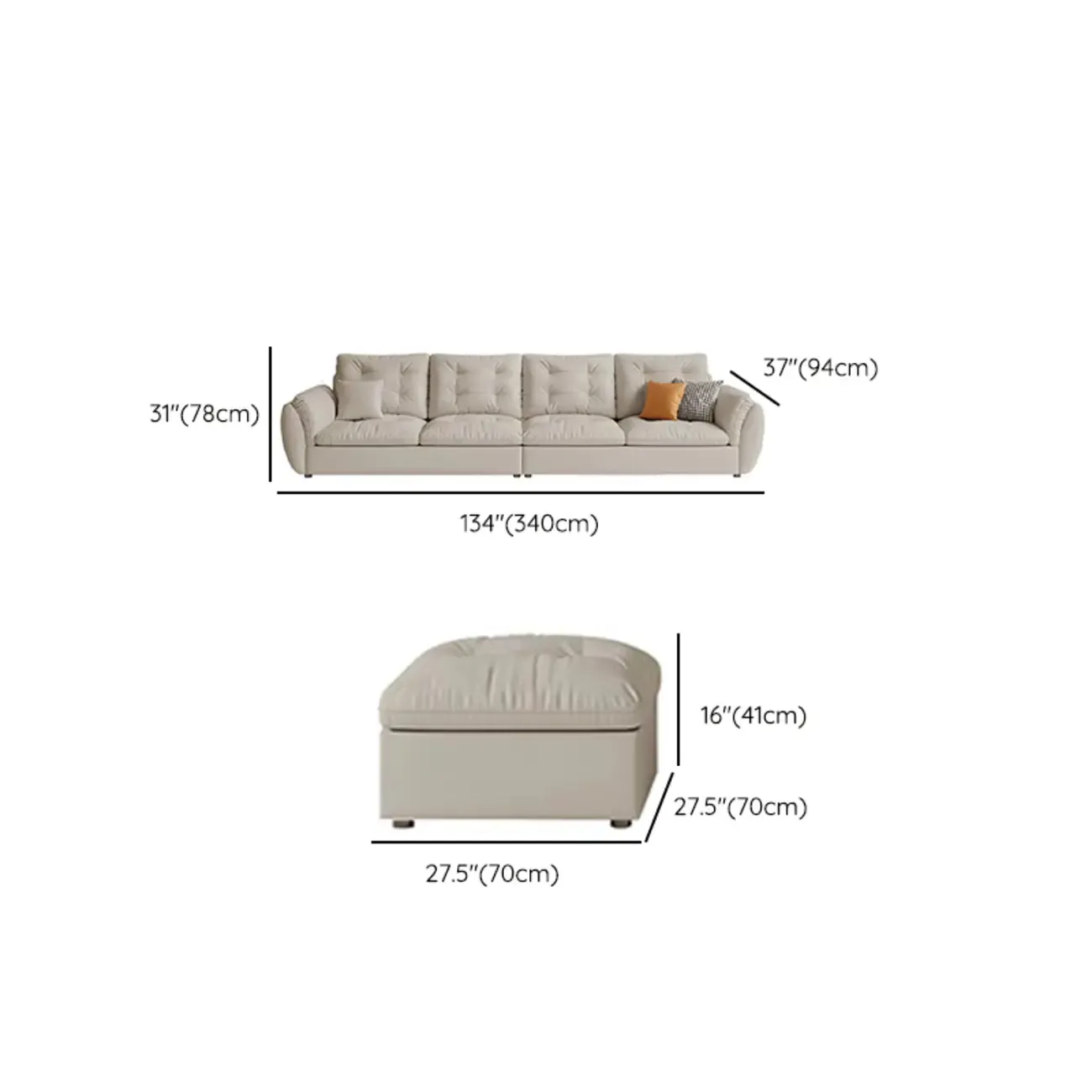 86.5" Upholstered Nappa Loveseat 3 Seater Sofa Image - 30