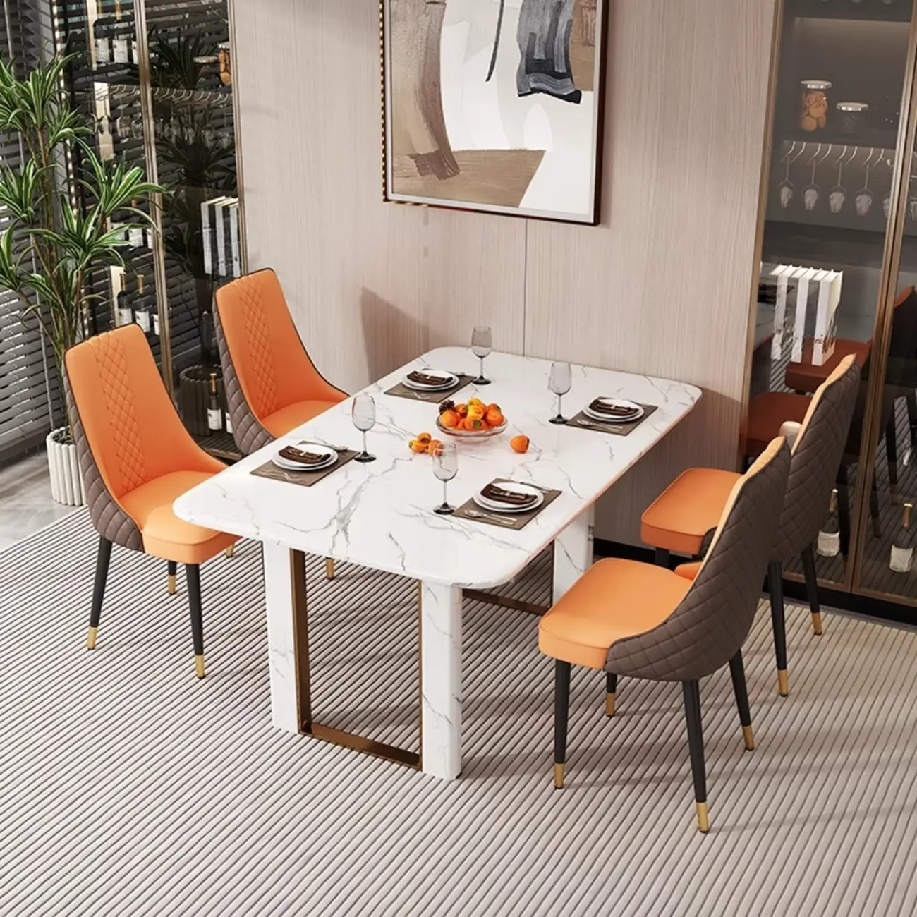 Faux Leather Dining Chair with High Back Sloped Arm Image - 7 | homeyfad