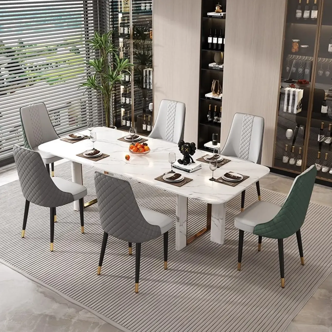 Faux Leather Dining Chair with High Back Sloped Arm Image - 9