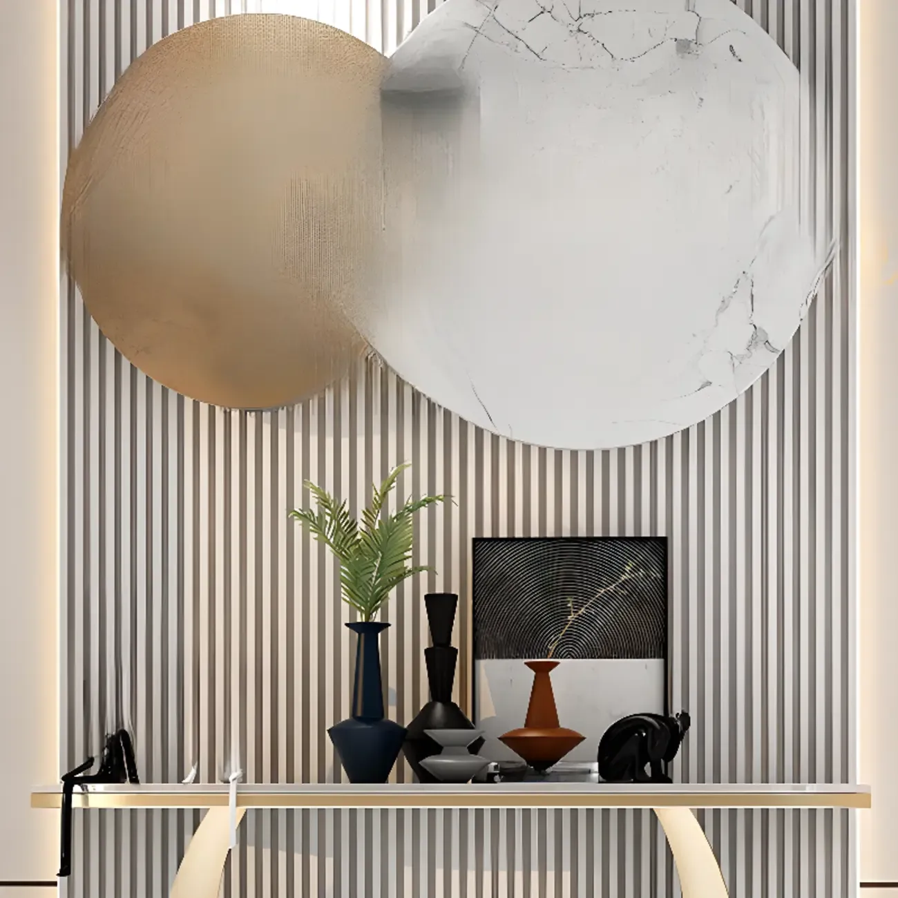 Glam Half-circle Console Table with U-Shaped Base Image - 7