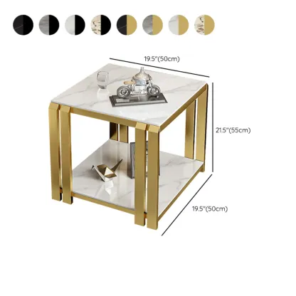 Casual 2-tier Square Sintered Stone Top Side Table Image - 12