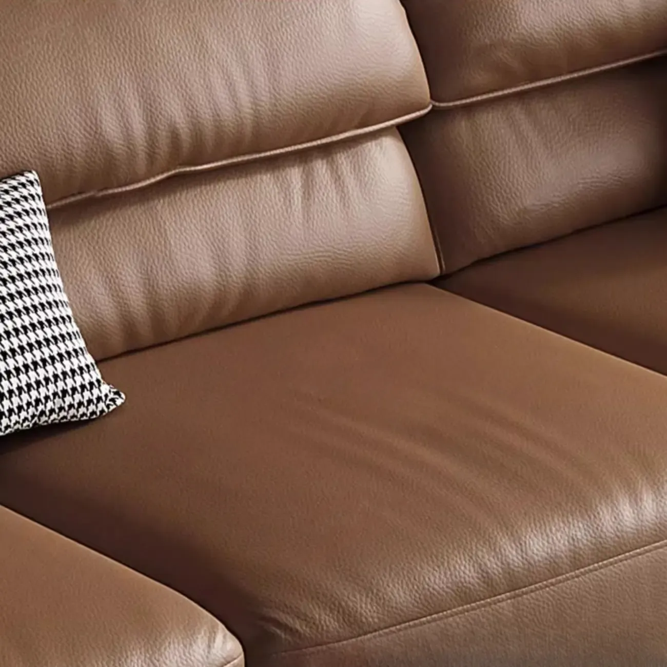 Modern Brown Genuine Leather Upholstery Sofa for Living Room Image - 13