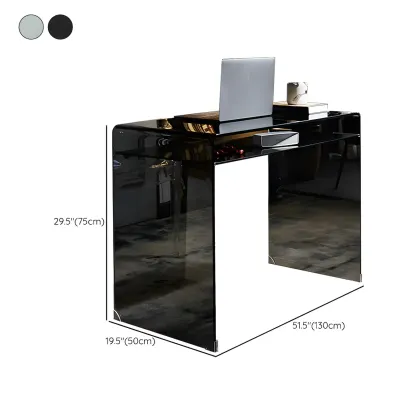 Modern Glass Rectangular Writing Desk in Black & Clear Image - 26
