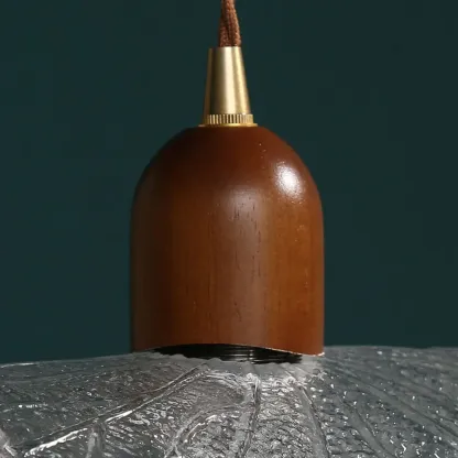 Vintage Leaf Textured Clear Glass Pendant Lamp for Living Room Image - 8