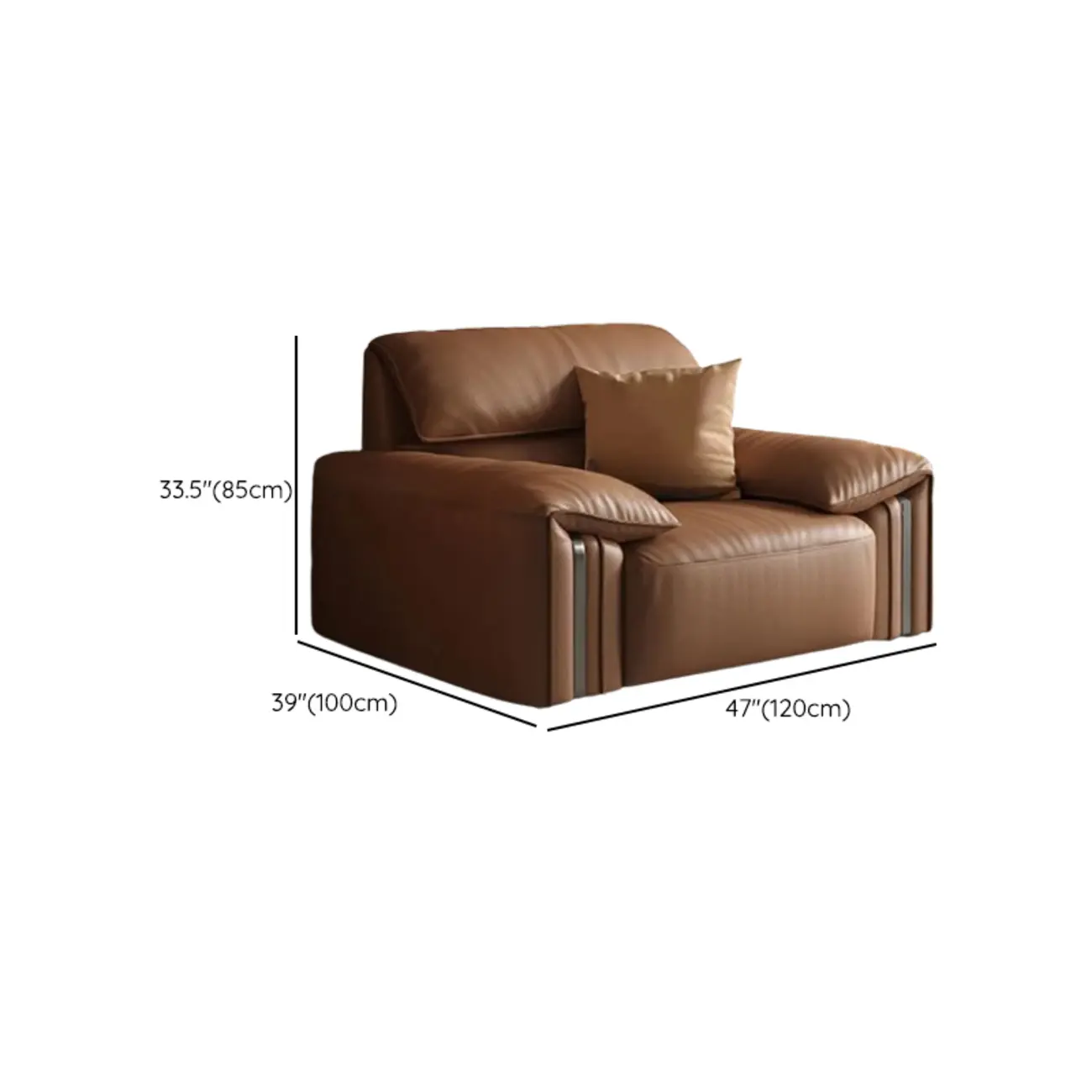 Modern Brown Genuine Leather Upholstery Sofa for Living Room #size