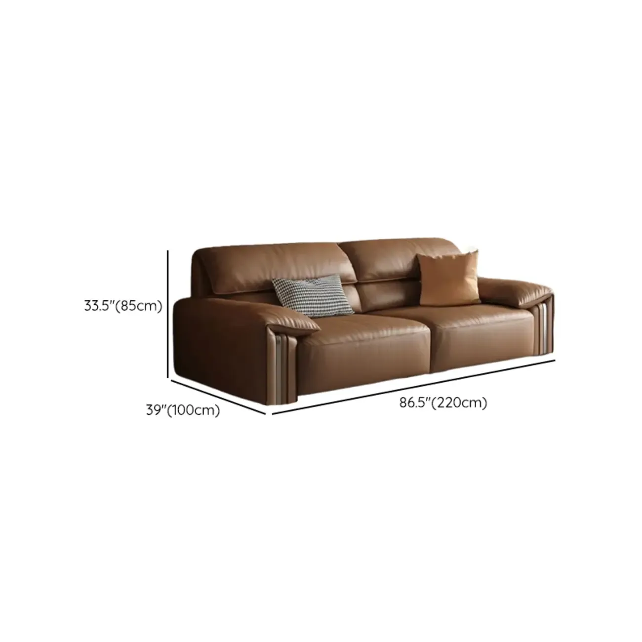 Modern Brown Genuine Leather Upholstery Sofa for Living Room Image - 21