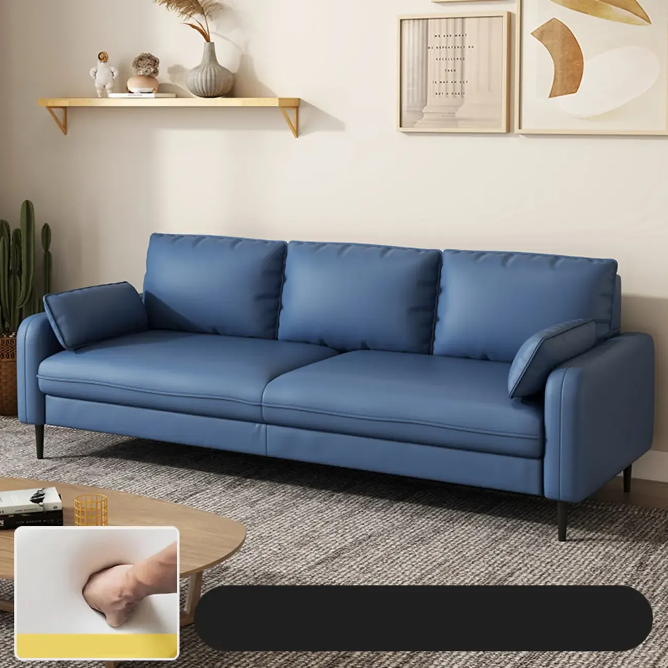 79" Modern Upholstered Sofa 3 Seater Comfy Cloud Couch with Pillows Image - 18