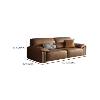 Modern Brown Genuine Leather Upholstery Sofa for Living Room Image - 22