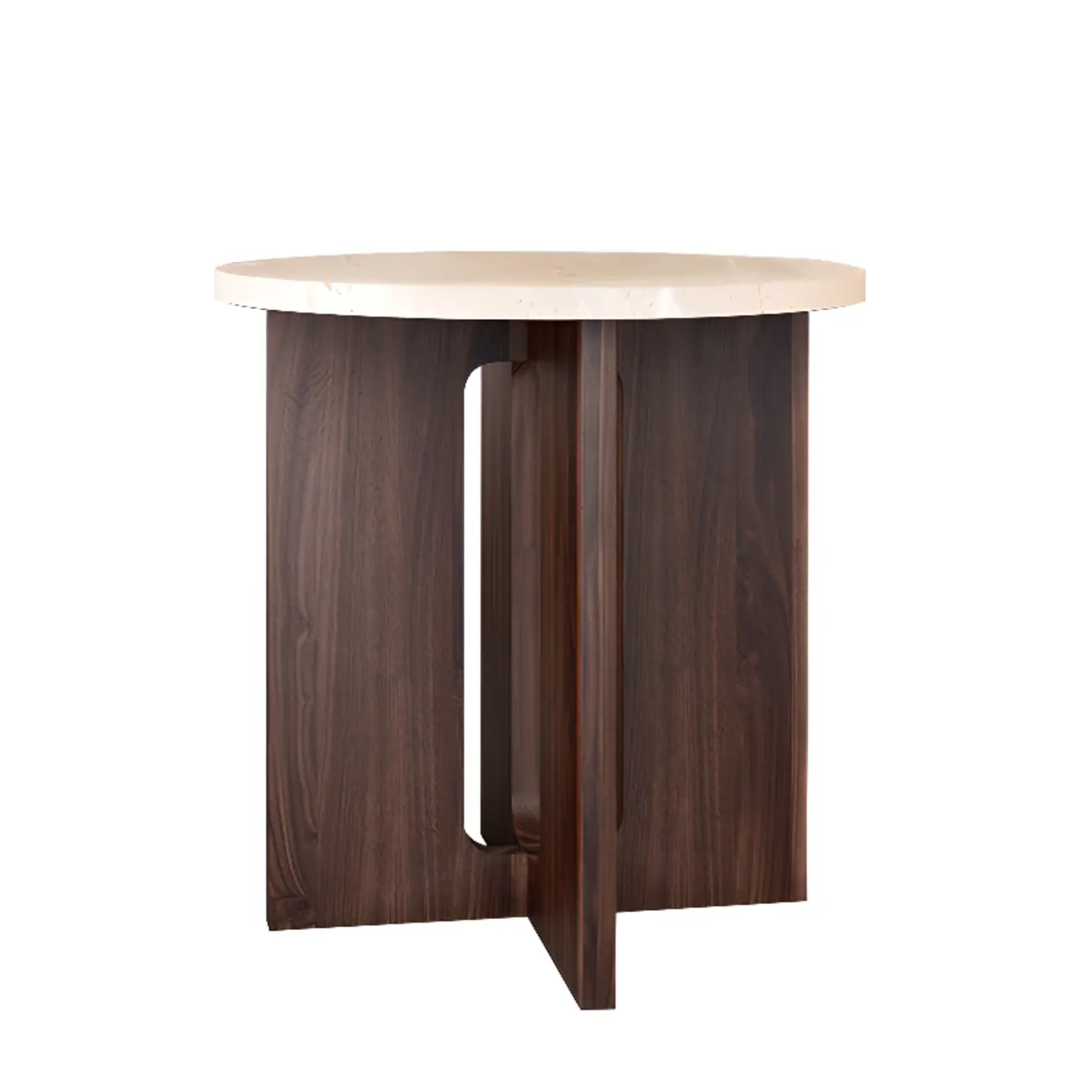 Minimalist Round Brown Wood End Table for Living Room Image - 2 | homeyfad