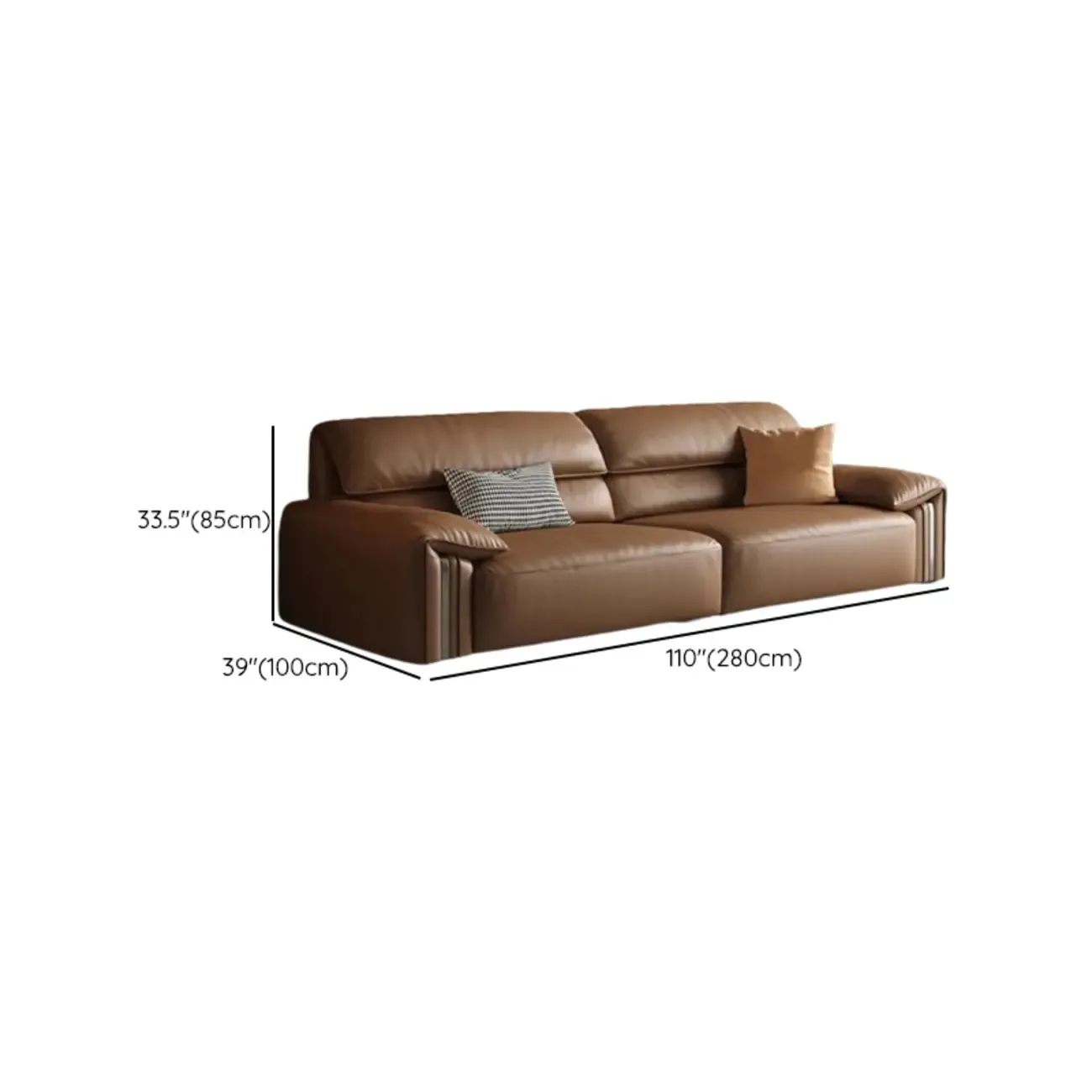 Modern Brown Genuine Leather Upholstery Sofa for Living Room Image - 23