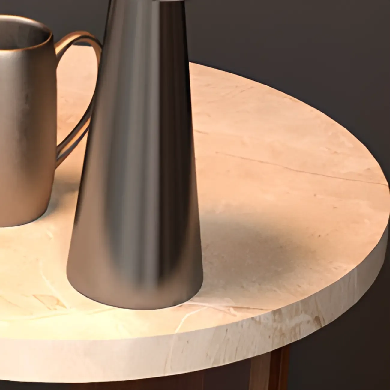 Minimalist Round Brown Wood End Table for Living Room Image - 3