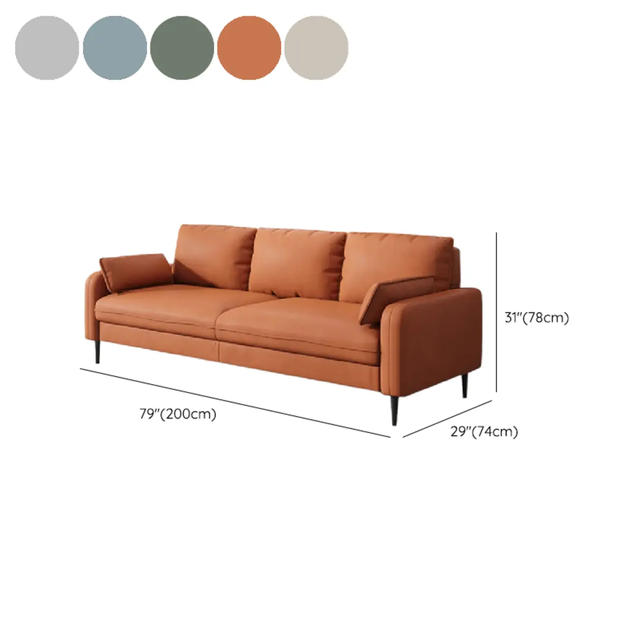 79" Modern Upholstered Sofa 3 Seater Comfy Cloud Couch with Pillows #size
