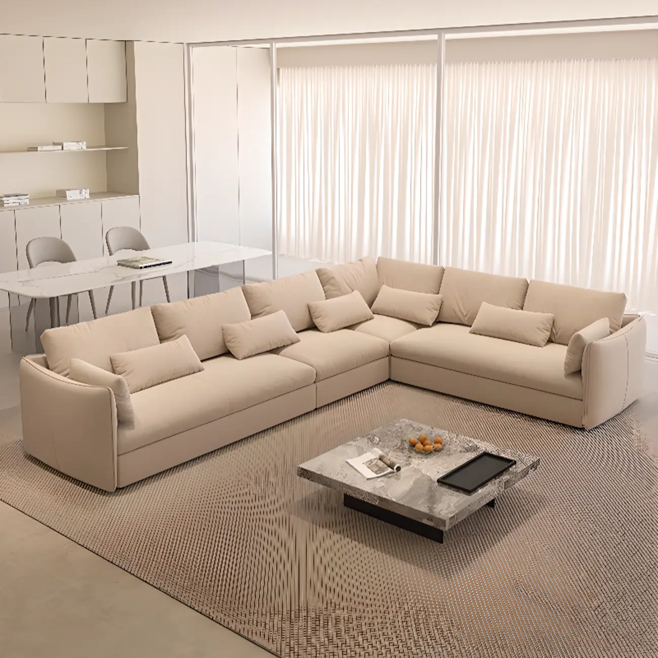 Beige Corner Sectional with Extra Deep Seat for Living Room Image - 1 | homeyfad