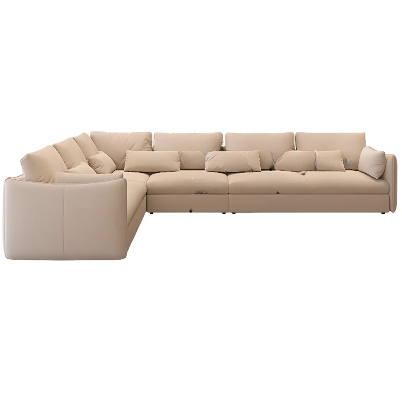 Beige Corner Sectional with Extra Deep Seat for Living Room Image - 2 | homeyfad