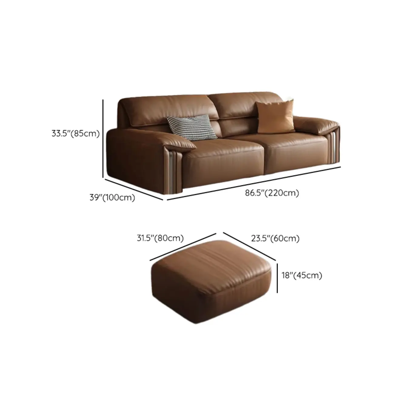 Modern Brown Genuine Leather Upholstery Sofa for Living Room Image - 29 | homeyfad