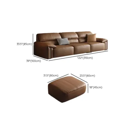 Modern Brown Genuine Leather Upholstery Sofa for Living Room Image - 32