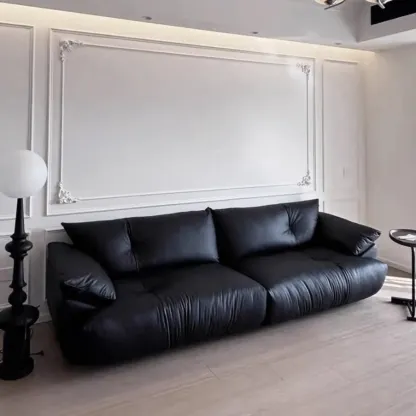 Single Multi-seat Parlor Sofa in Midnight Black with Concealed Support Image - 1