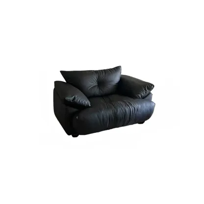 Single Multi-seat Parlor Sofa in Midnight Black with Concealed Support Image - 2