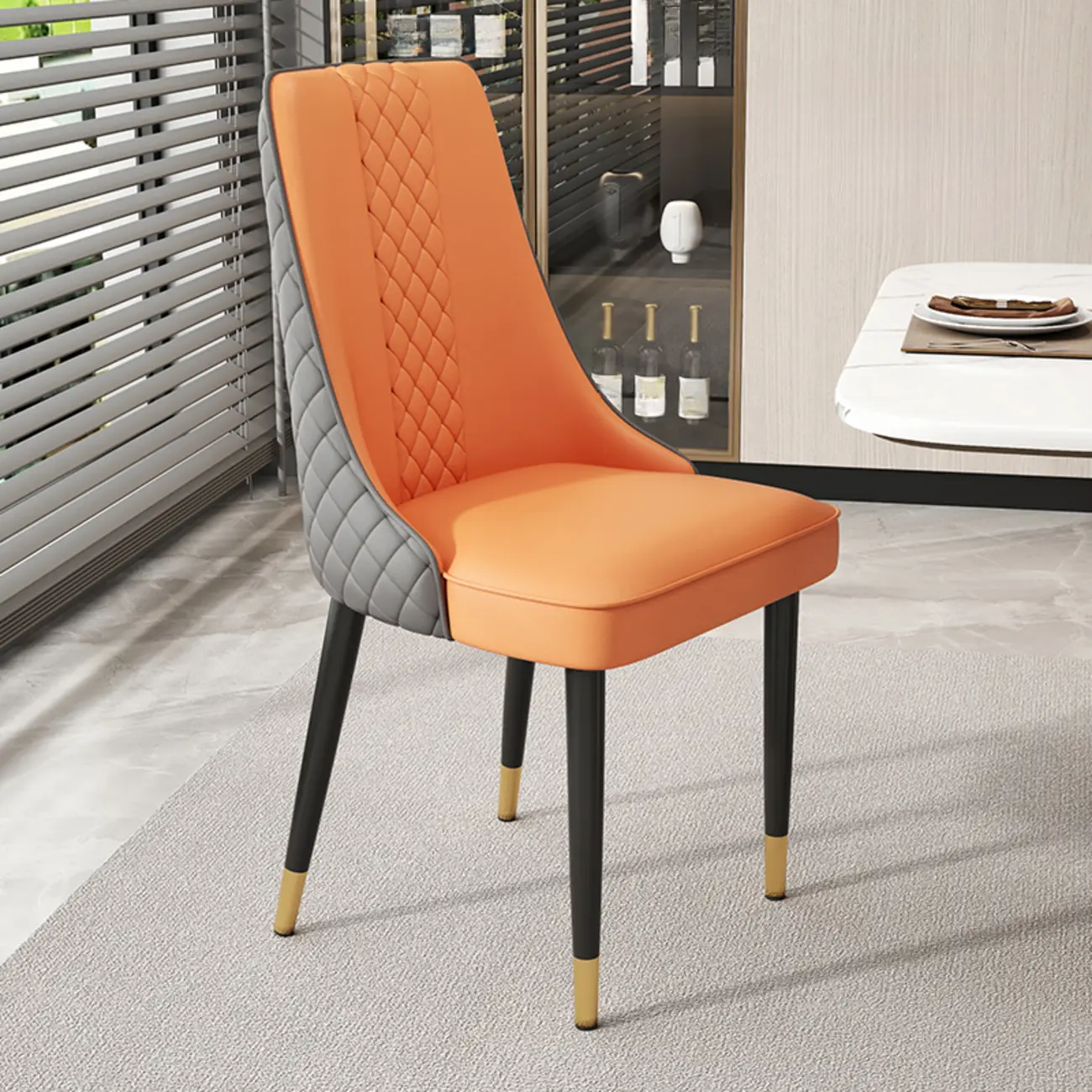 Faux Leather Dining Chair with High Back Sloped Arm Image - 24 | homeyfad