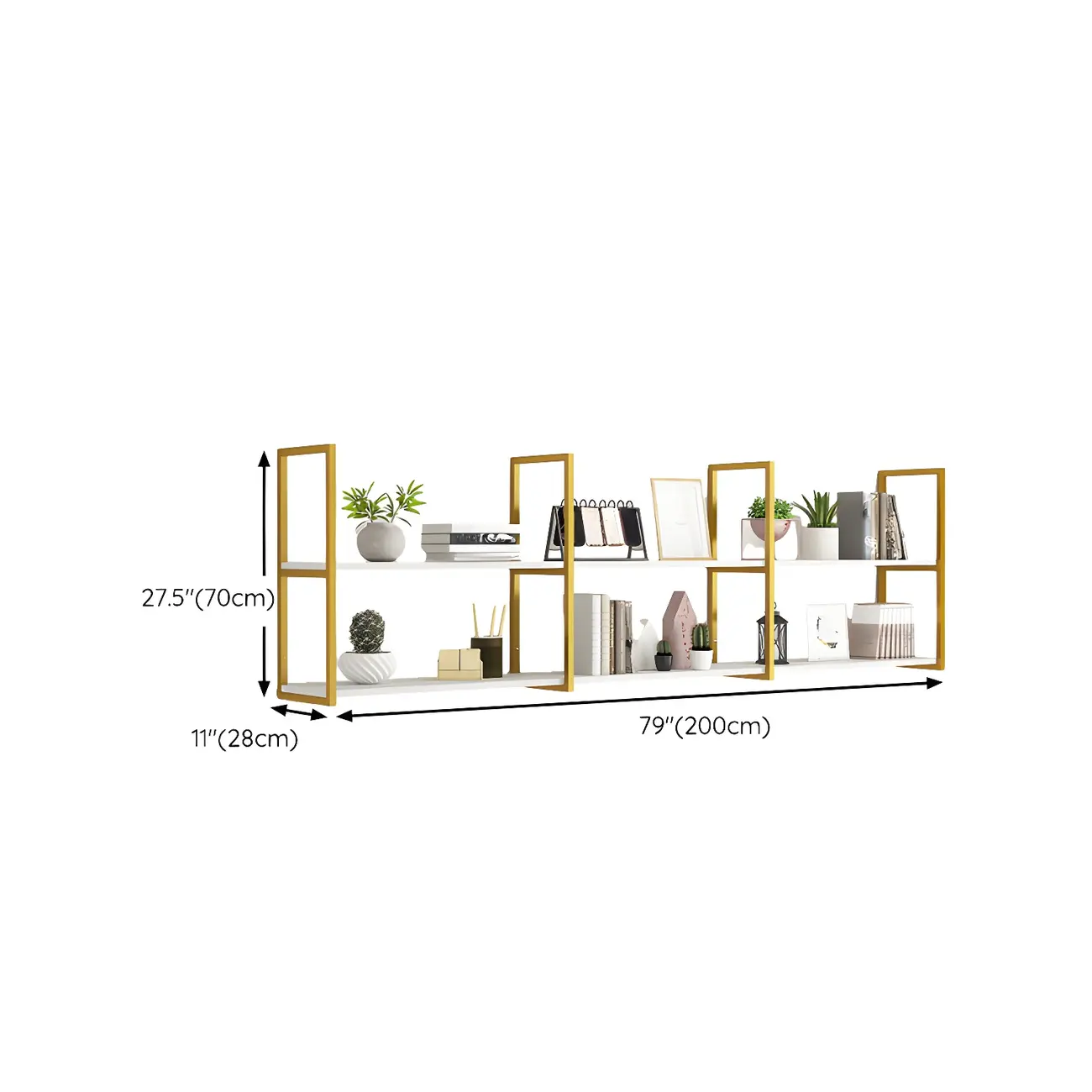 Modern Floating Bookshelf White Display Shelf Gold Frame Image - 24 | homeyfad