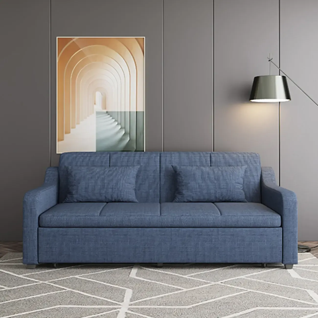 Modern Cotton & Linen Sleeper Sofa with Hidden Storage Image - 1