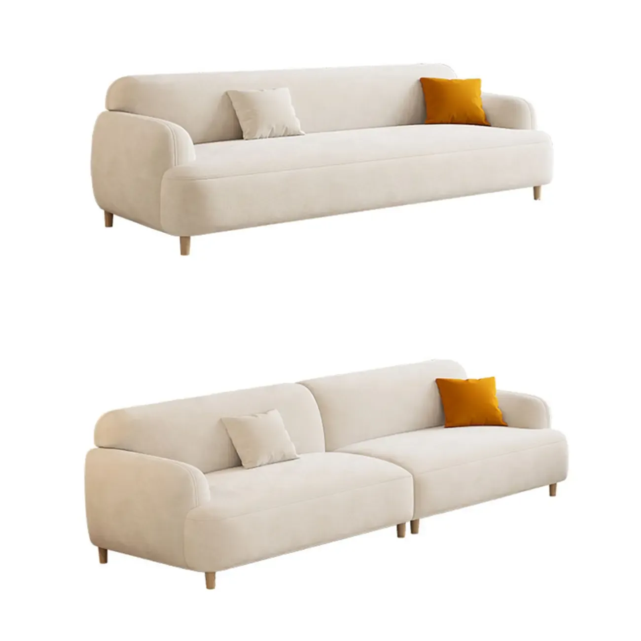 82.5" Comfy Cozy Off-white Flannel Loveseat Living Room Sofa Courch with Pillows Image - 5