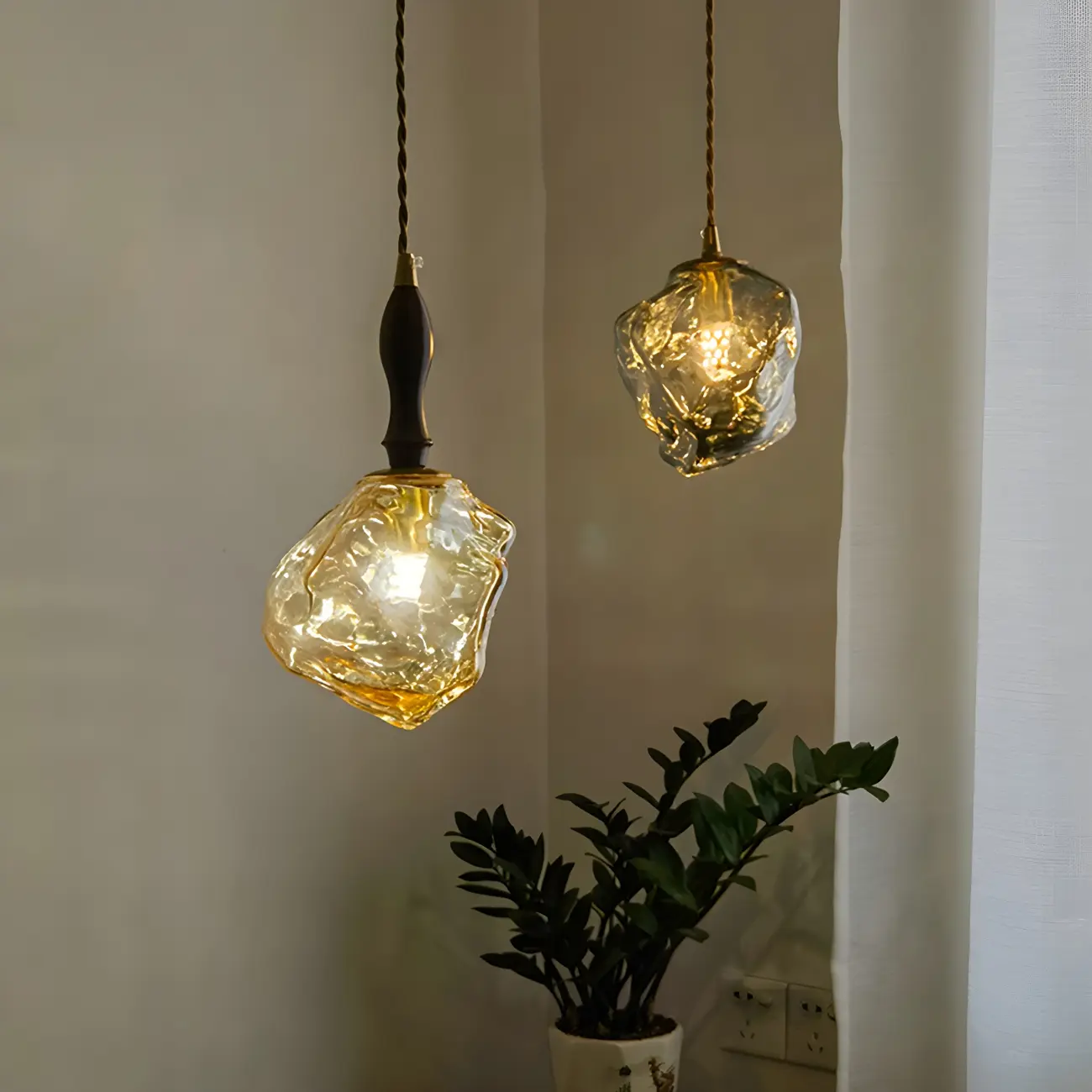 Modern Amber Irregular Crystal Pendant Light for Home Decor Image - 1 | homeyfad
