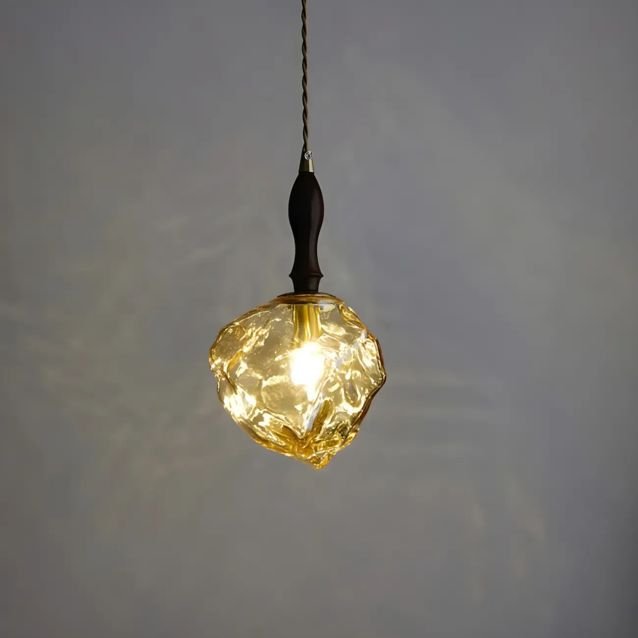 Modern Amber Irregular Crystal Pendant Light for Home Decor Image - 2