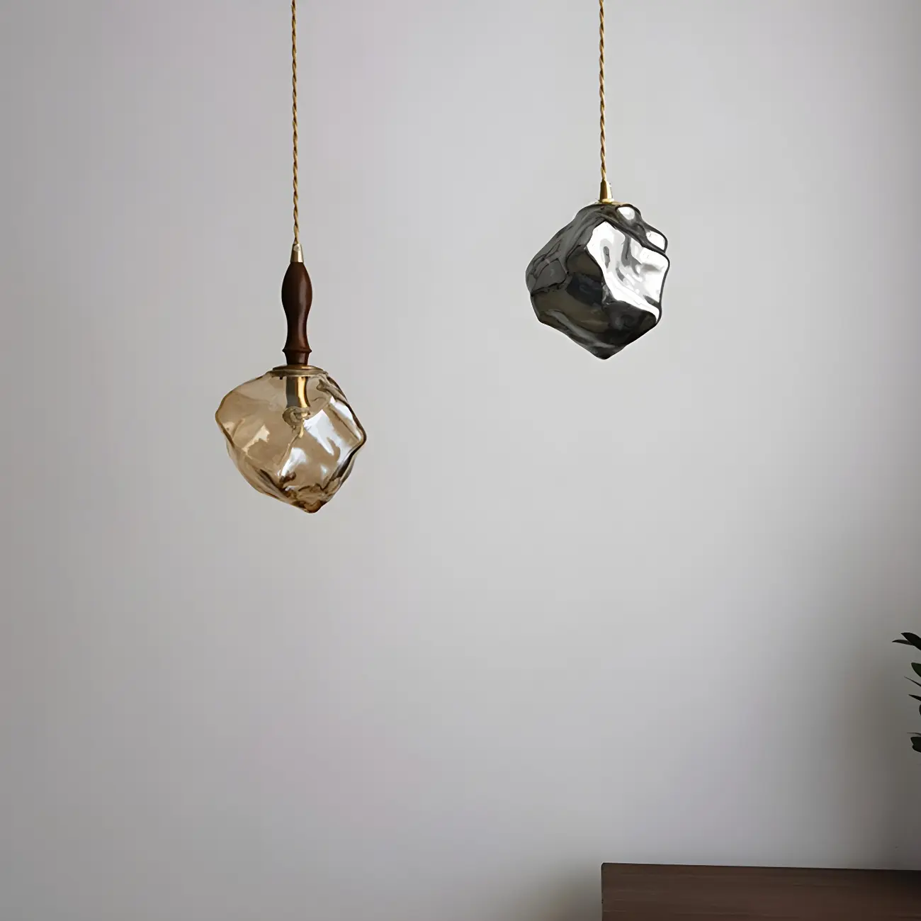 Modern Amber Irregular Crystal Pendant Light for Home Decor Image - 3 | homeyfad